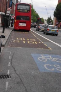 CS2 Cyclists have to pull out to overtake busses